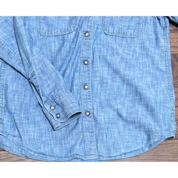 Banana Republic Light Blue Denim-Look Long-Sleeve Button-Up Shirt Women's - Picture 4 of 7